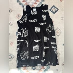 LG Sport 2XL Black and White Patterned Mini Dress